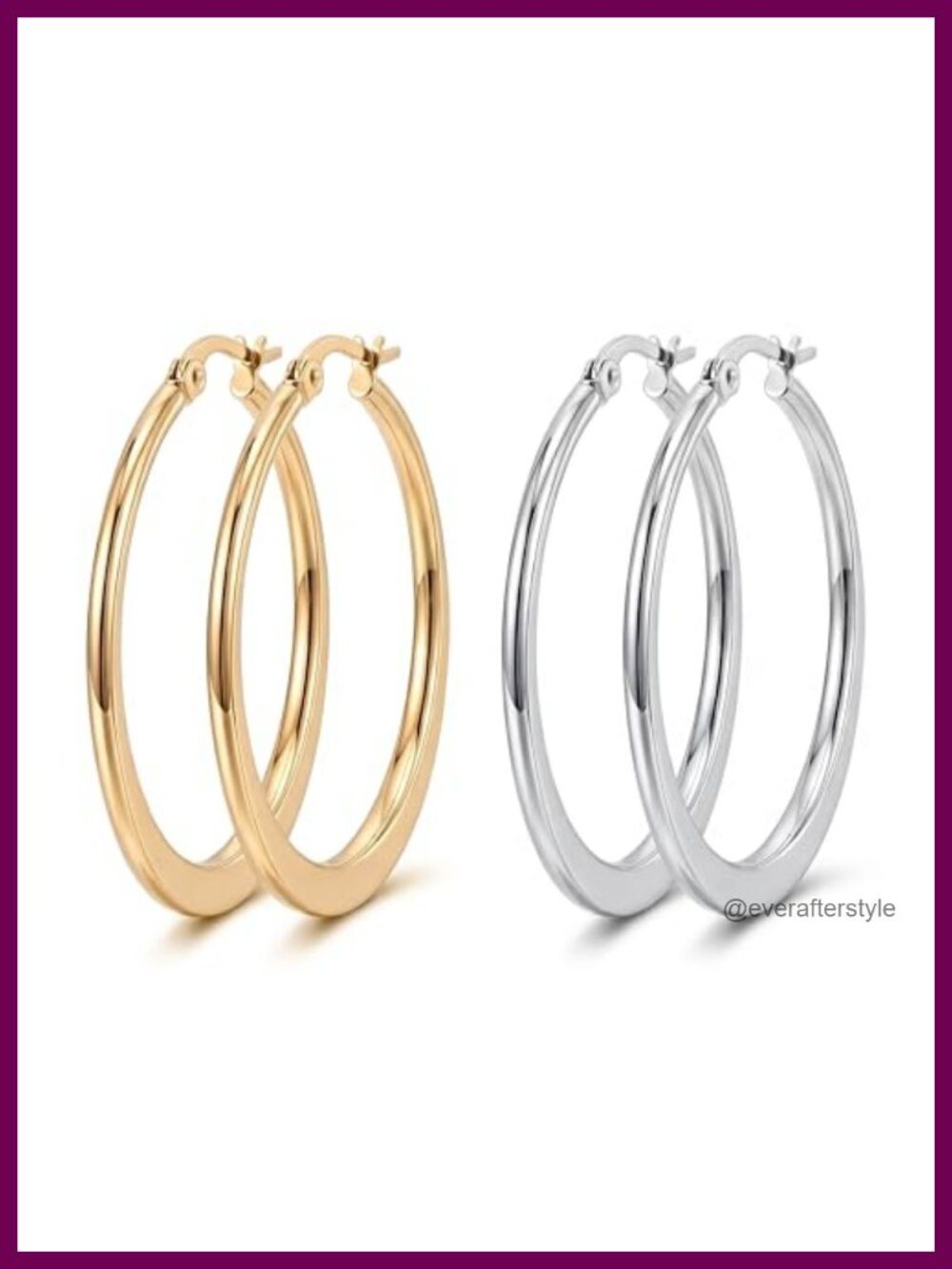 14K Gold Hoop Earrings 2-Pair Set Waterproof Hypoallergenic